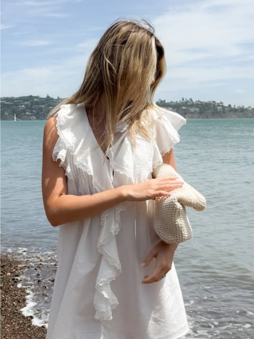 Storia White Ruffled Short Dress - Picture 3 of 5